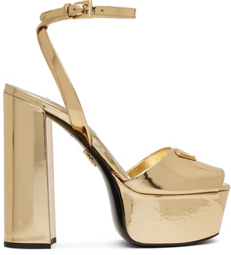 prada gold platform shoes